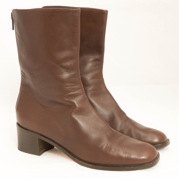 Cole Haan Shoes - Cole Hann Leather Boots 7.5 Brown Block Heel Zip
